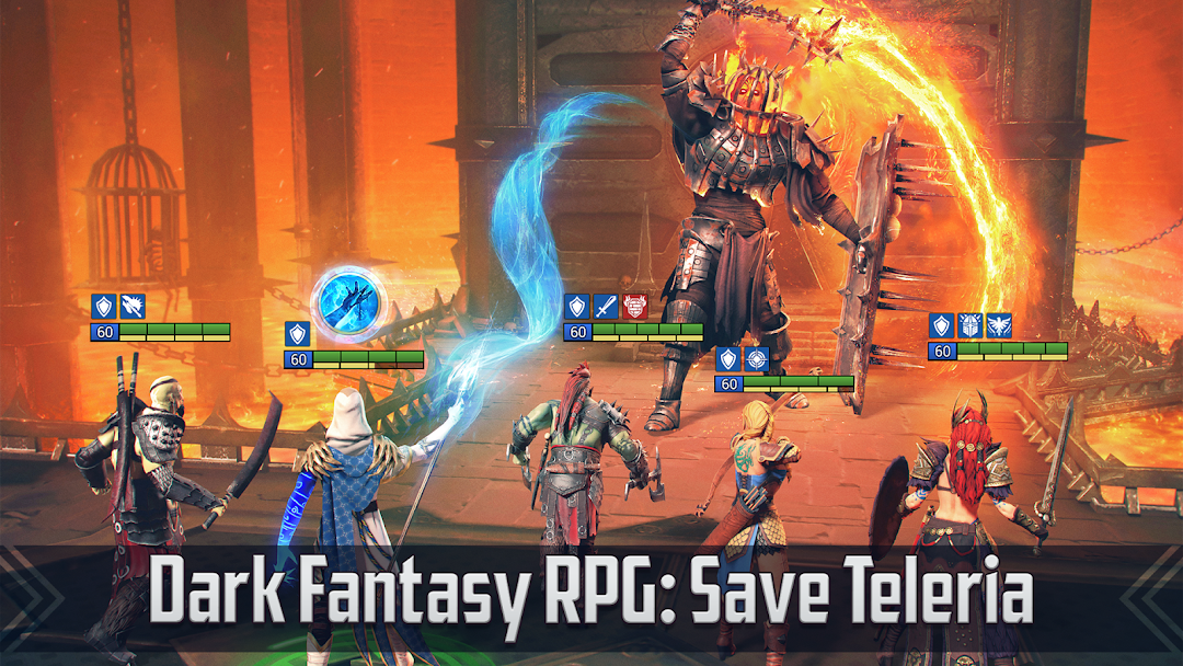 Captura de Raid: Shadow Legends — combate por turnos entre campeões