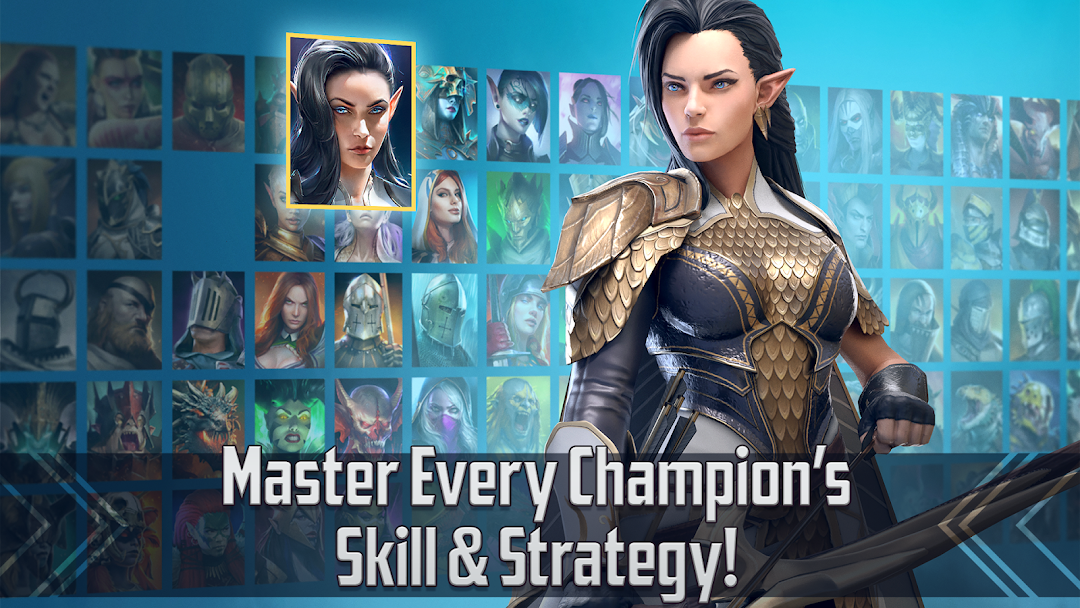 Captura de Raid: Shadow Legends — roster de campeões e fações